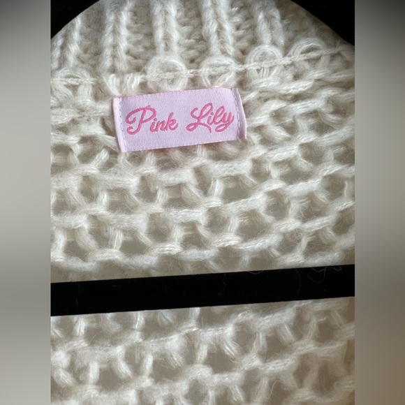Pink Lily All Eyes On Me Pom Sleeve Sweater Cream - Large - Picture 7 of 7